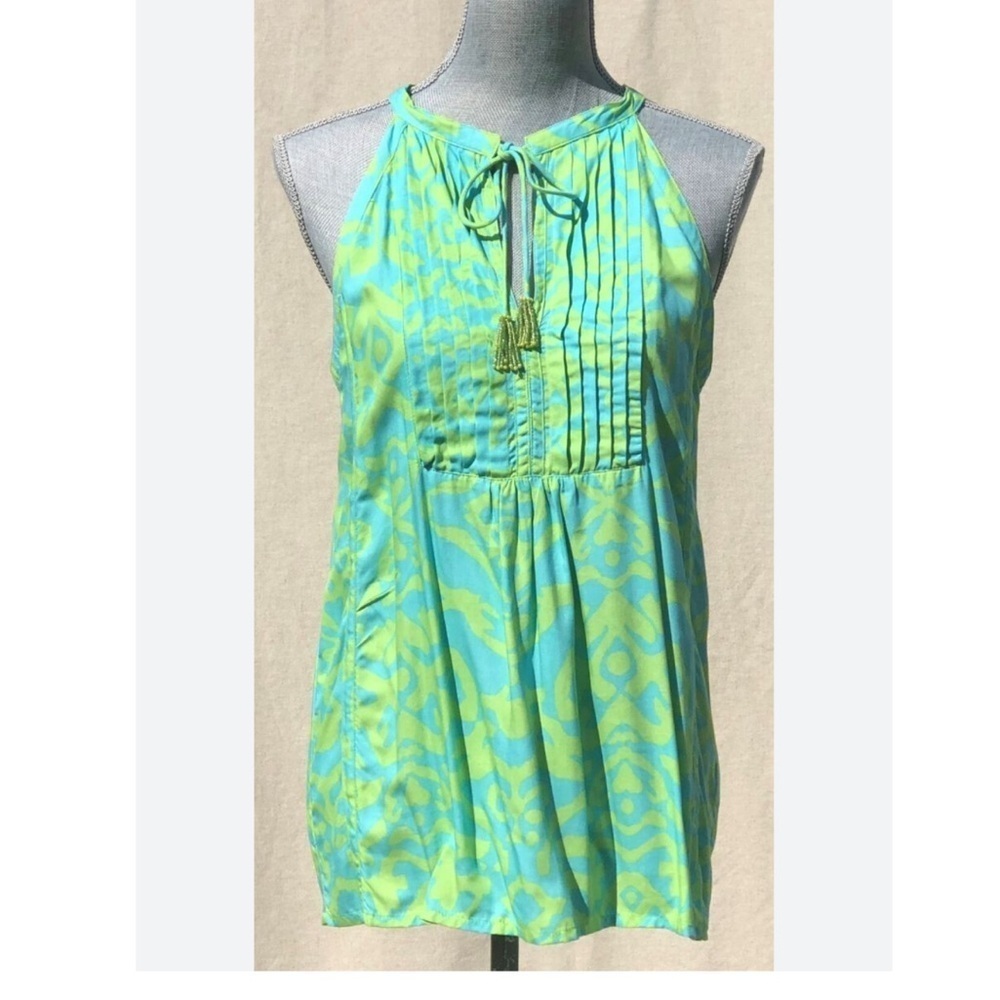 Escapada Green & Blue Sleeveless Blouse